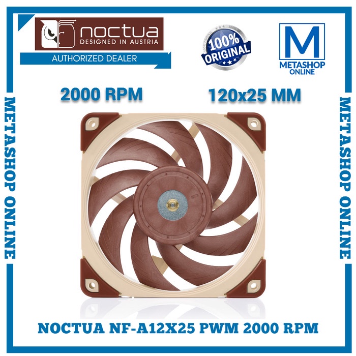 Noctua NF-A12X25 PWM 120mm Slim Fan Case Quiet Silent Kipas 2000RPM