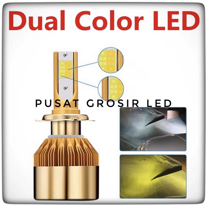 (SEPASANG) LED H1 H7 HB3(9005) HB4(9006) DUAL COLOR