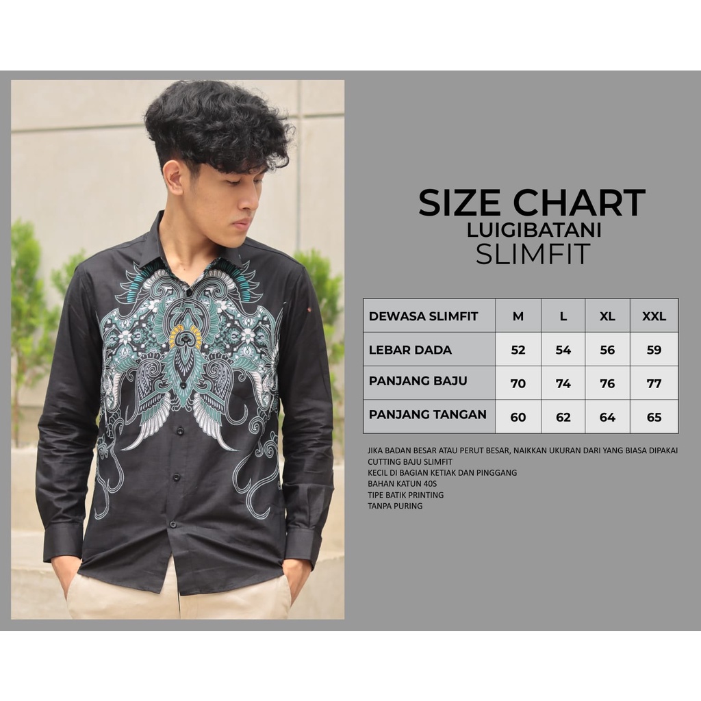 BatikBule Kemeja Batik Slimfit Panjang Motif Formal Warna Merah dan Putih  Kerah Shanghai LBL1638 &amp; LBL1639
