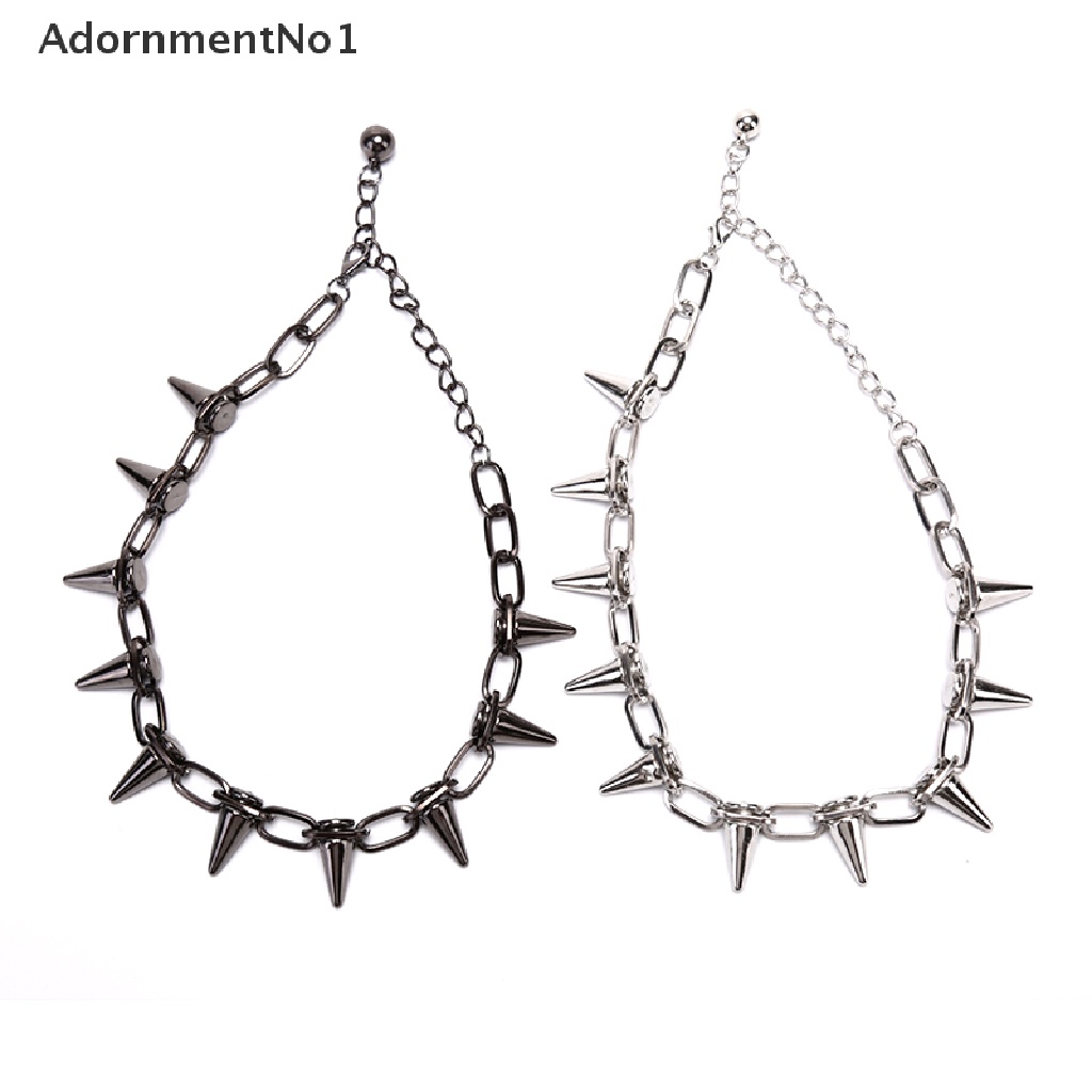 (AdornmentNo1) Kalung Choker Rantai Gaya Punk Rock Aksen Rivet Untuk Perhiasan Wanita