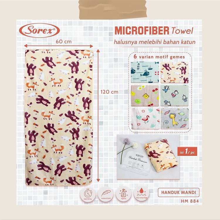 HANDUK MANDI BAYI &amp; ANAK MICRO FIBER HM 884 - MERK SOREX TOWEL - KUALITAS PREMIUM