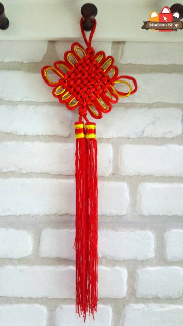 CHINESE KNOT MERAH EMAS LUCKY CHARM GANTUNGAN HOKI HIASAN PARCEL IMLEK DEKORASI MURAH GROSIR