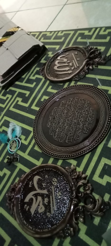 Kaligrafi Allah Muhammad Fiber Oval Ukir Free Bubble