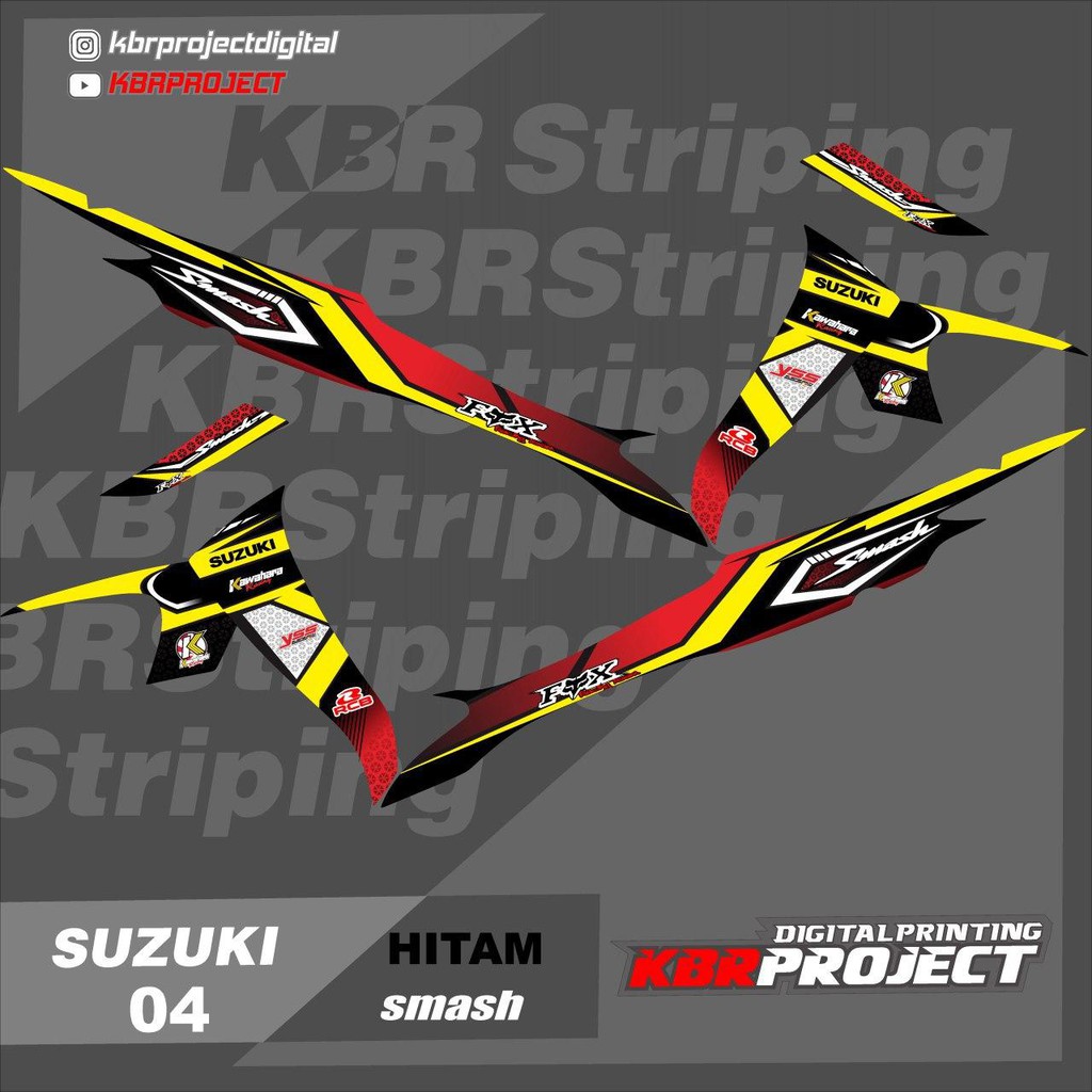 (cod) stiker motor smash sticker striping variasi list motor suzuki smash Racing smash kbr 04
