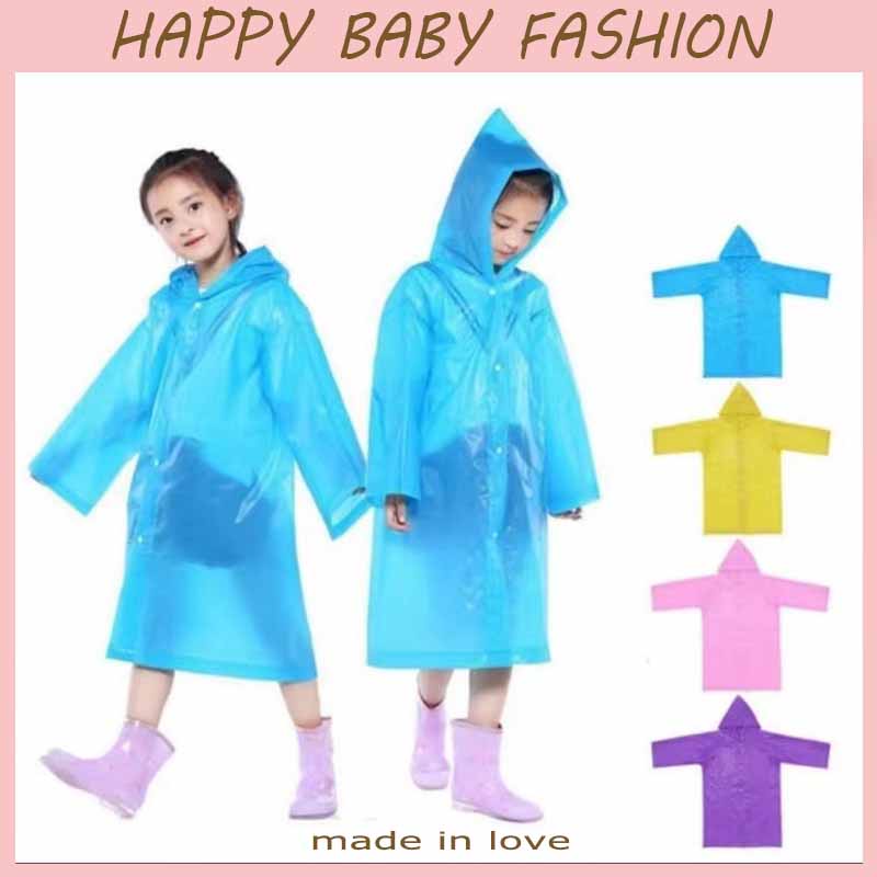 【Happy Baby】YY02 Jas Hujan Anak  Motif Polos /Anak Perempuan/Anak laki laki