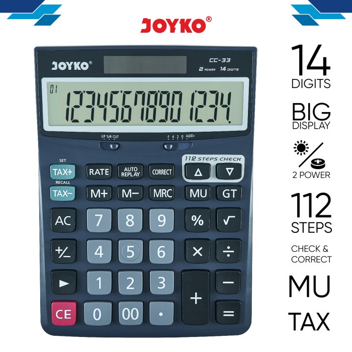 

CODE0E5 Calculator / Kalkulator Joyko CC-33 / 14 Digits / Check Correct