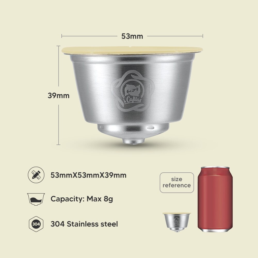 ICafilas Refillable Coffee Milk Capsule Stainless Steel 1 PCS for Nescafe Dolce Gusto - F458 - Silver