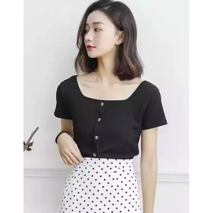 KEIKO BUTTON TOP KANCING - ATASAN RAJUT WANITA