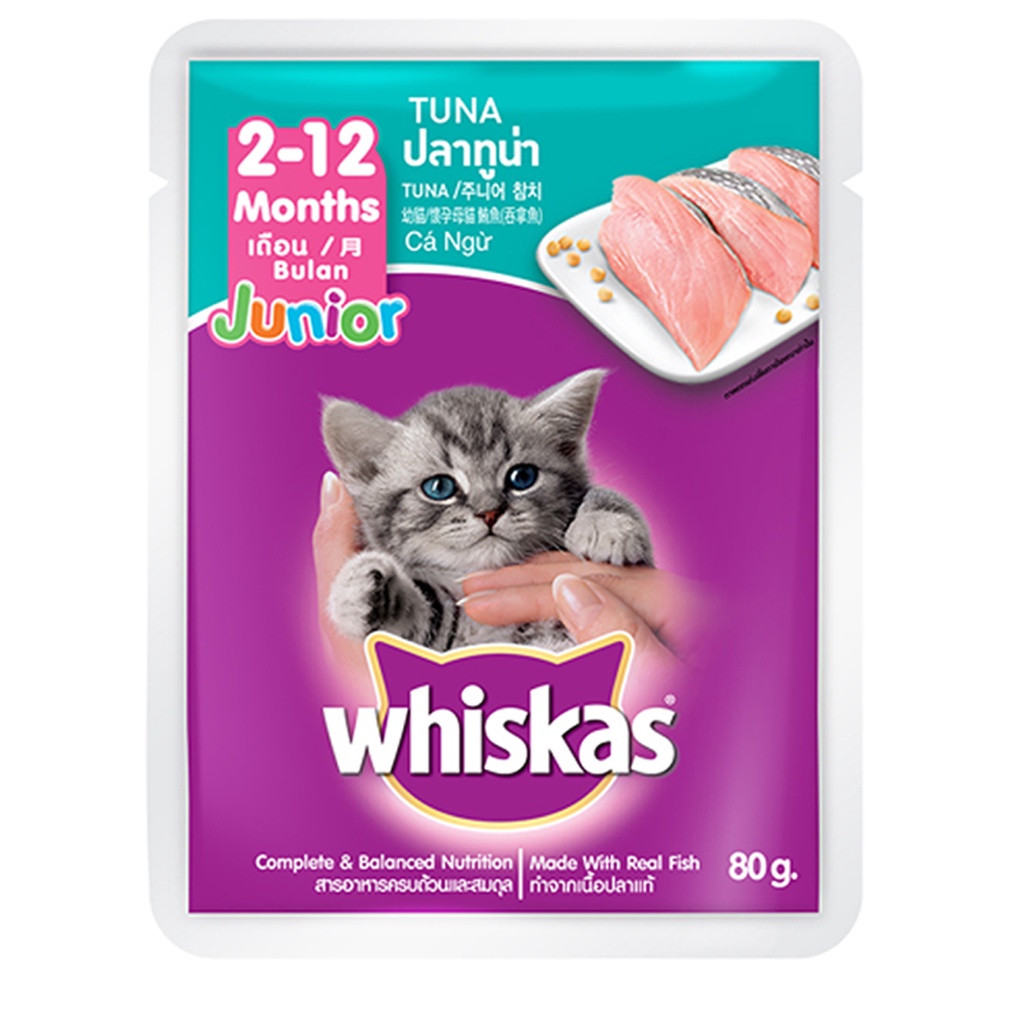 Jual WHISKAS WET FOOD KITTEN JUNIOR PAKAN BASAH POUCH SACHET 80 GRAM