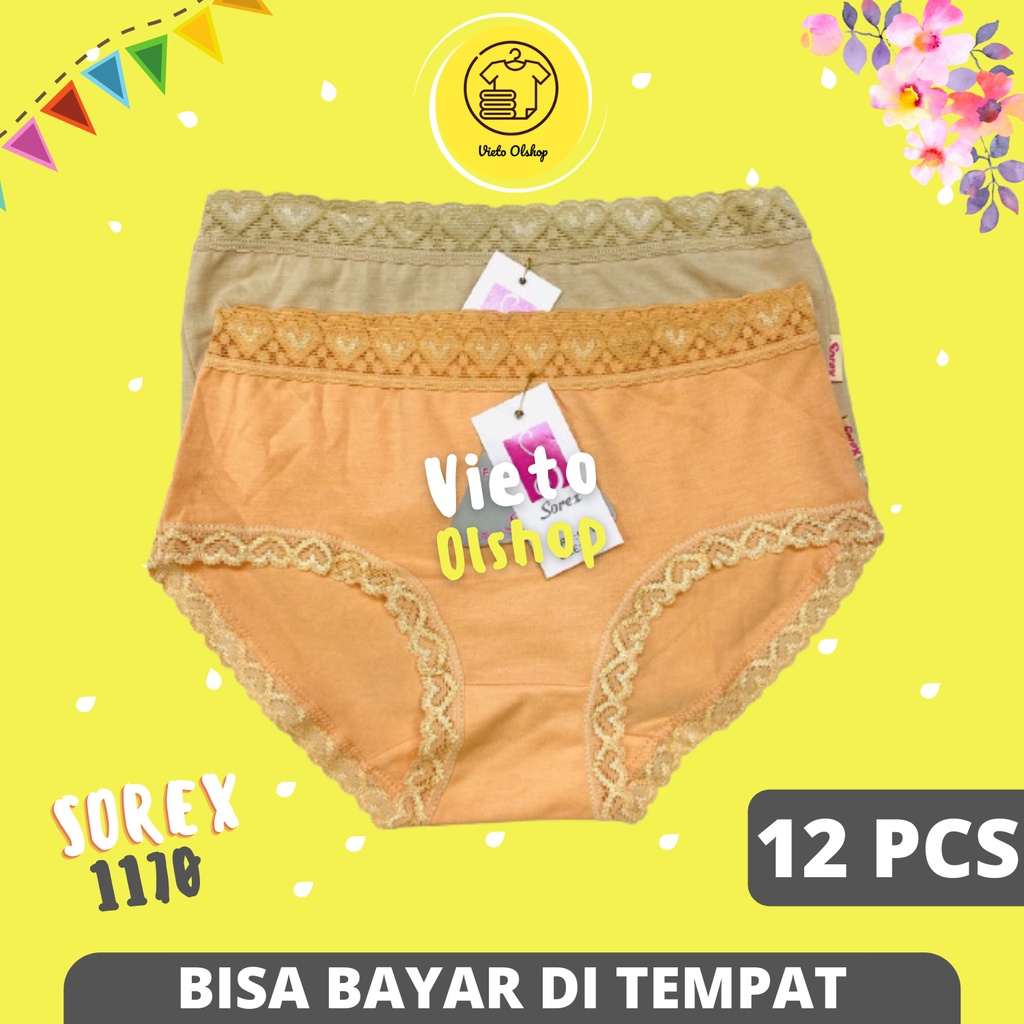 12 Pcs Grosir Celana Dalam Wanita CD Sorex Basic 1170 Mini Lusinan / Pakaian Dalam Sorek Wanita Dewa