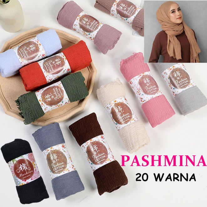 COD MAKASSAR Pashmina Crinkle Hijab Shawl Wanita Jilbab Fashion Shopee Ready Toko Tamz