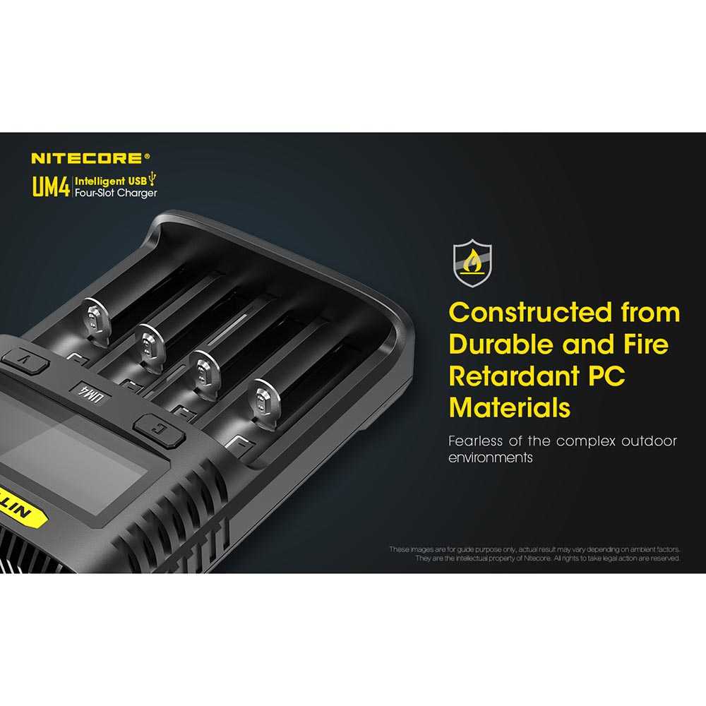 Nitecore Intelligent USB Charger Baterai 4 Slot Li-ion NiMH - UM4-Hitam