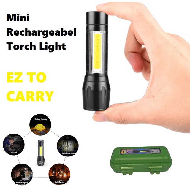 Senter mini LED USB Charge / Senter saku LED Rechargeable / Senter LED