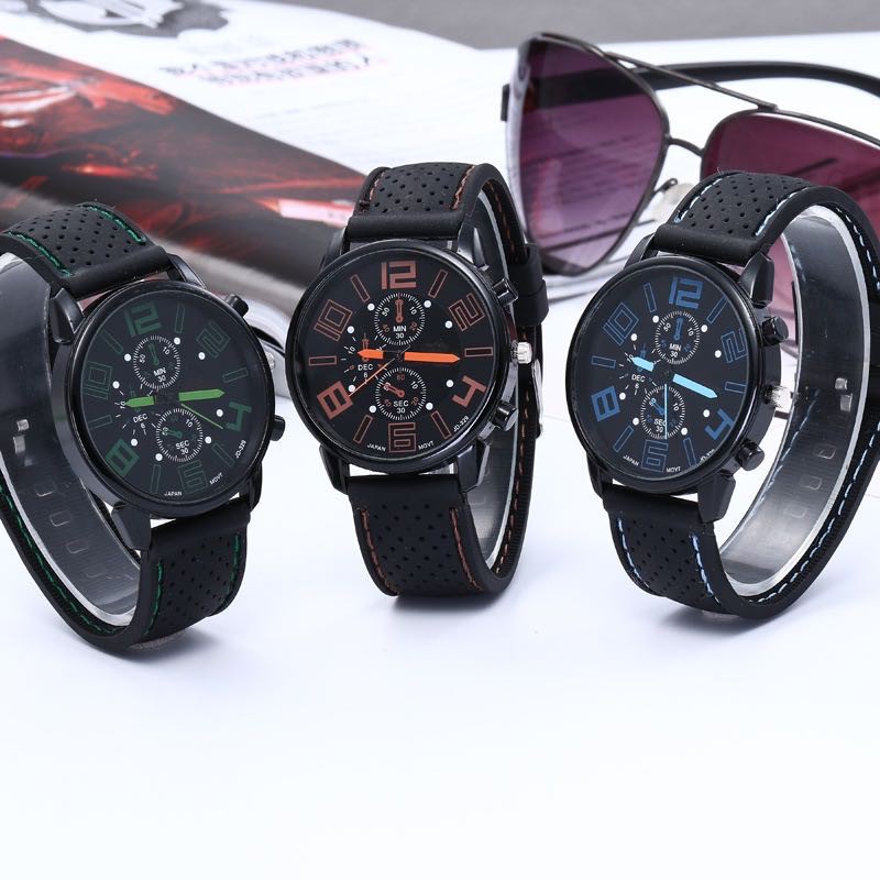 Jam Tangan Quartz Dial Besar Strap Silikon/Jam Tangan Pria Quartz Analog Terbaru Import