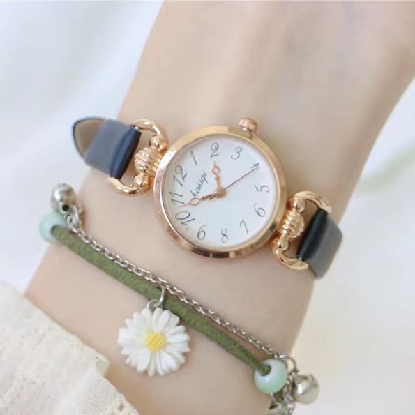 [COD] Jam Tangan Wanita Elegan Strap Pu Dial Bulat Angka Korean Fashion Import