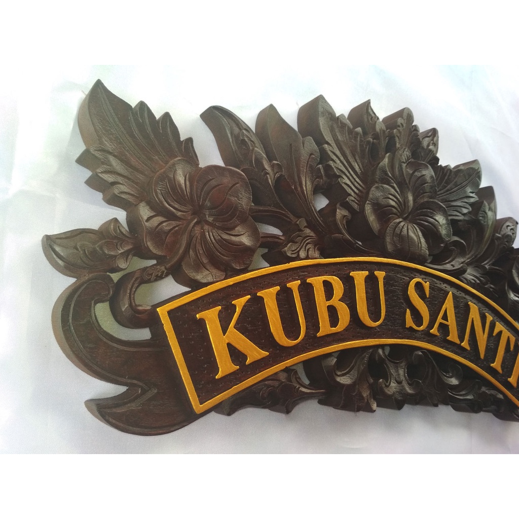 Name plate papan nama gantung dinding motif bunga pucuk