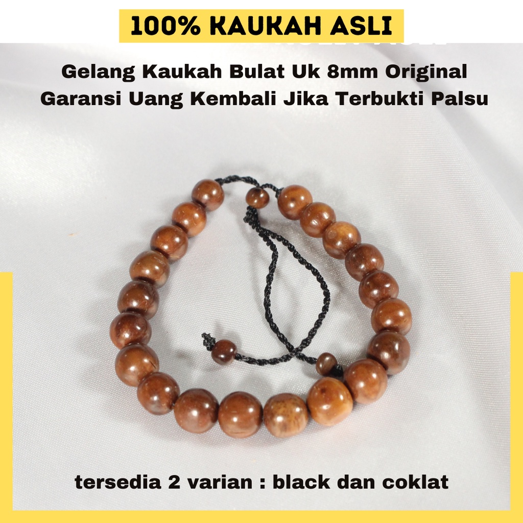 Gelang Kaukah Asli Motif Bulat Ukuran 8mm | Gelang Pria Wanita Kayu Kaokah Koka By Kokka Official