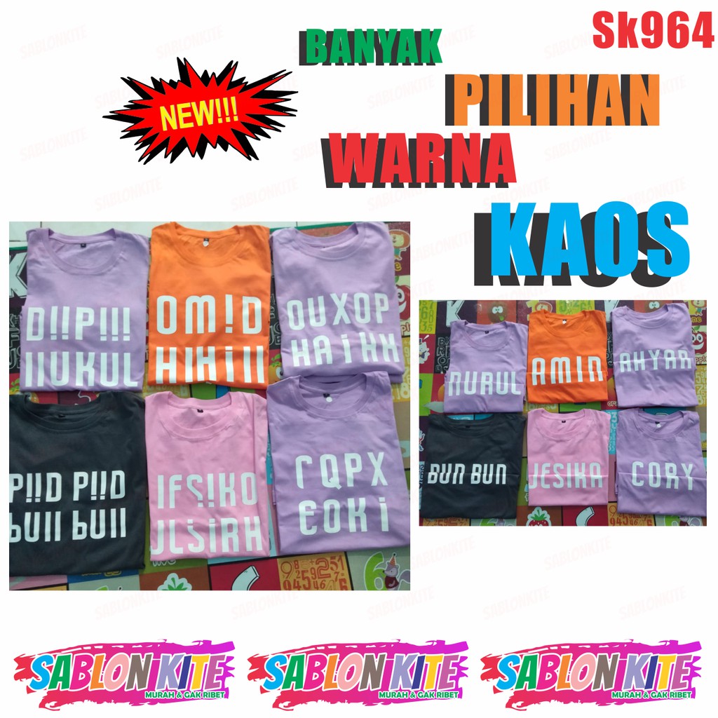 MURAH!!! Kaos CUSTOM ILUSI KATA LIPAT VIRAL ADA Byk Warna SK964 GRATIS NAMA SENDIRI UNISEX COMBED