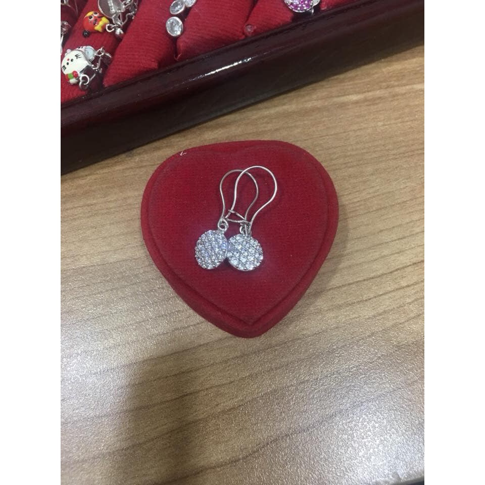 Anting kait bulat full zircon putih Mas putih