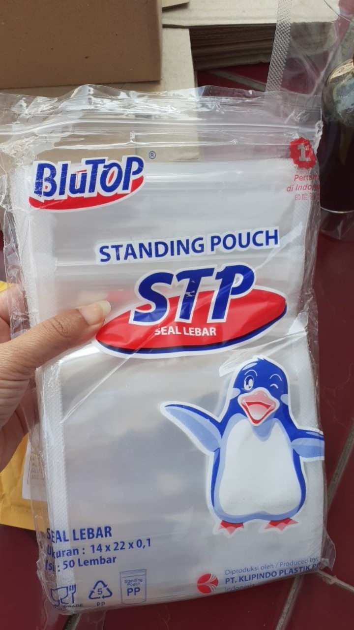 Isi 50pcs Standing Pouch 14x22cm Blutop/stand Pouch/plastik Klip Kemasan Kantong