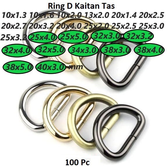 Ring D Kaitan Tas Uk 25mm-40mm Harga/100pc