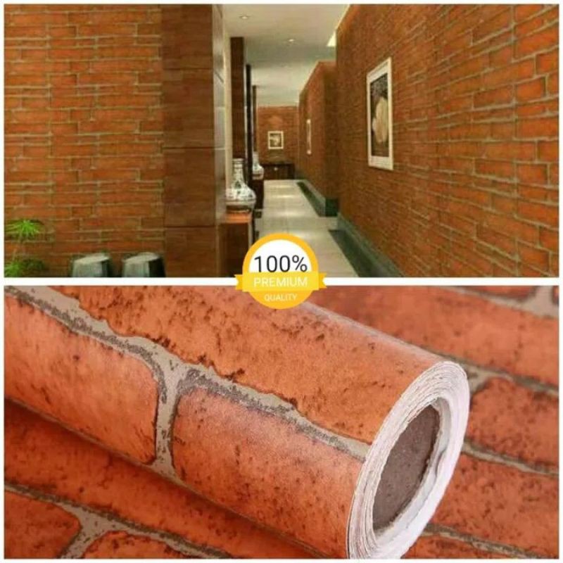 wallpaper sticker dinding batu bata merah