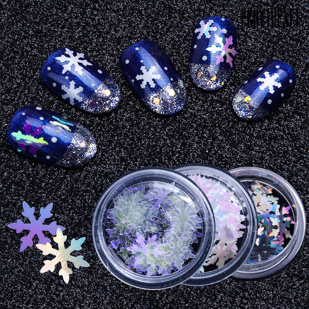 Providence 6 Boxes Christmas 3D Glitter Snowflake Sequins Nail Art Shiny Ultra-thin Flake