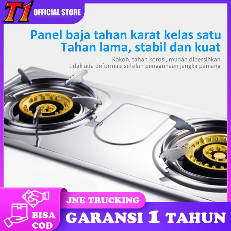 T1 Kompor gas desktop kompor gas tunggal/ganda hemat energi kompor gas stainless steel mudah dibersihkan