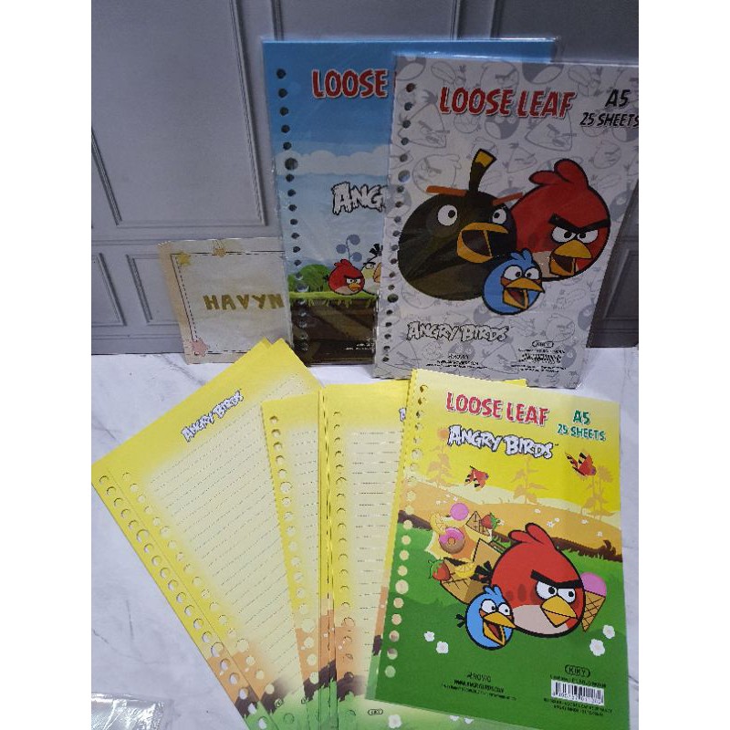 ISI FILE merek KIKY atau Big Boss/LOOSE LEAF/isi kertas File polos/isi binder-Angry Bird (25lbr)