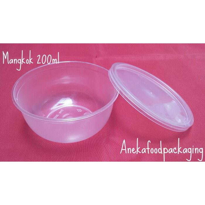 New Mangkok bening plastik tahan panas untuk microwave 200ml + tutup