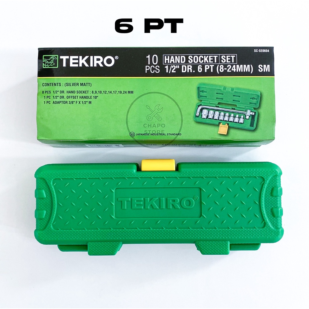 Tekiro kunci sok sock shock socket set 10pcs 1/2&quot; inch DR 6 PT 12 PT 8 - 24 mm hand socket set tekiro