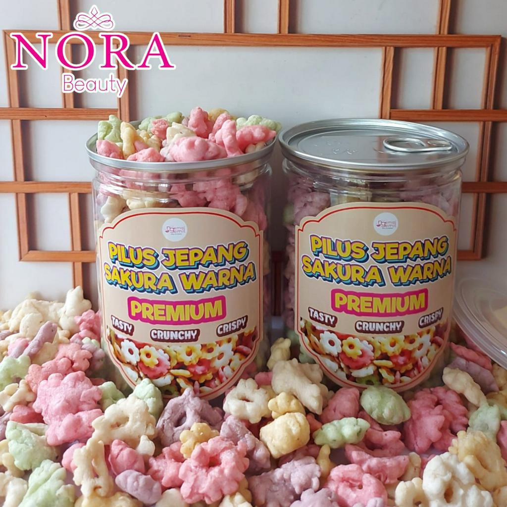 

Cemilan Pilus Jepang Sakura Bunga Kembang Sakura Warna Kemasan CAN Premium //murah