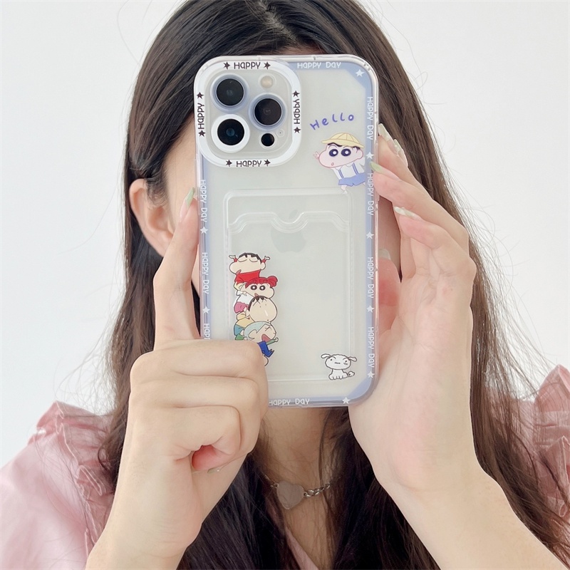 Case Pelindung Desain Crayon shin-shin Angel eyes Bening Untuk iPhone 14 7 8 Plus 11 12 13 Pro Max X XR XS Max SE 2020