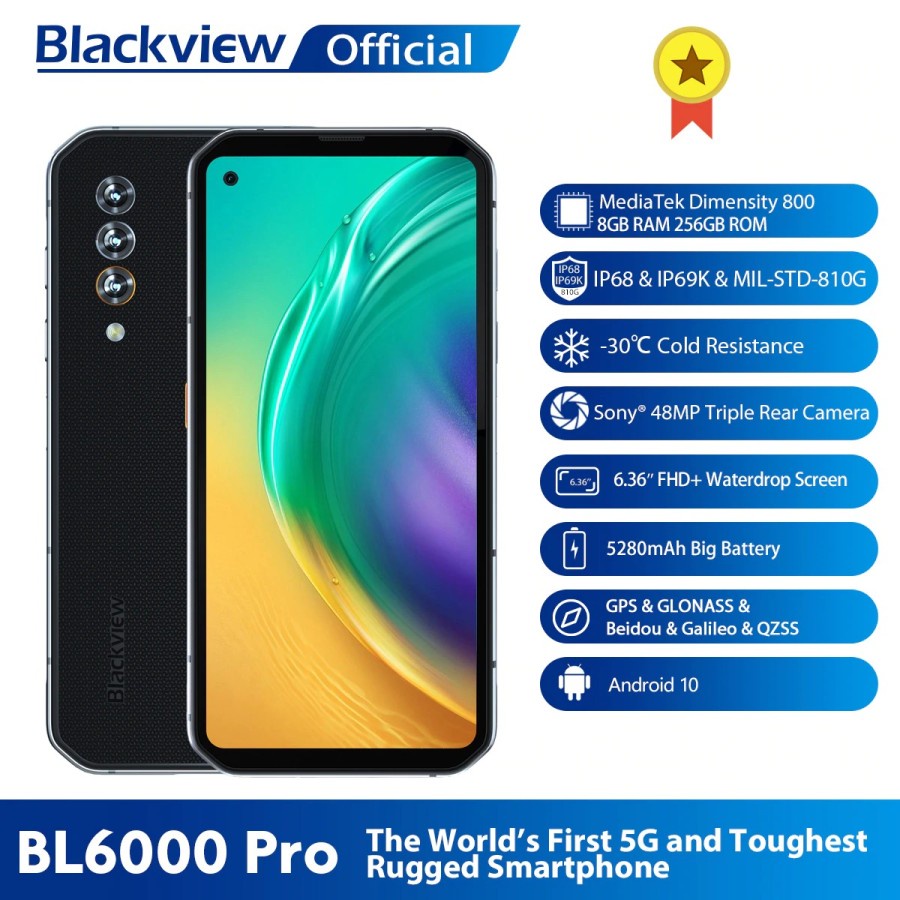 BL6000 Pro 5G Smartphone IP68 Waterproof 48MP 8GB RAM 256GB ROM