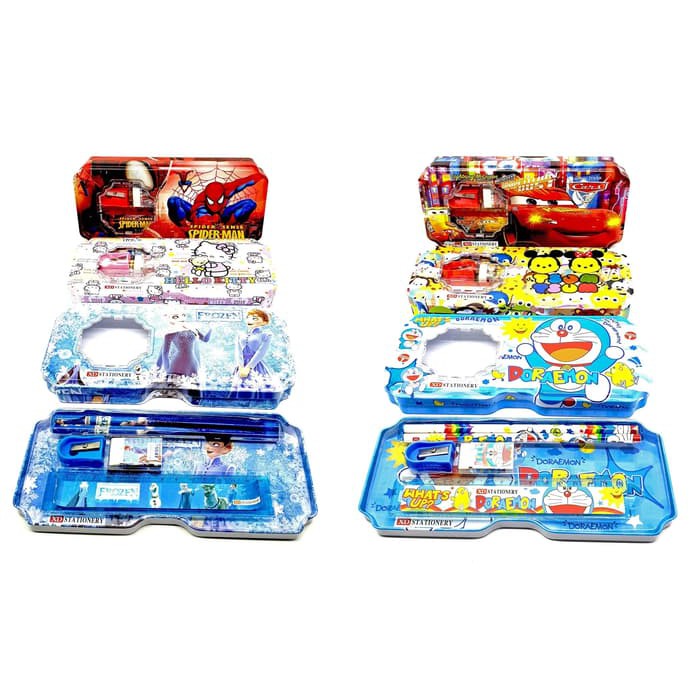 

Set alat tulis tempat pensil kaleng jendela sedang / souvenir