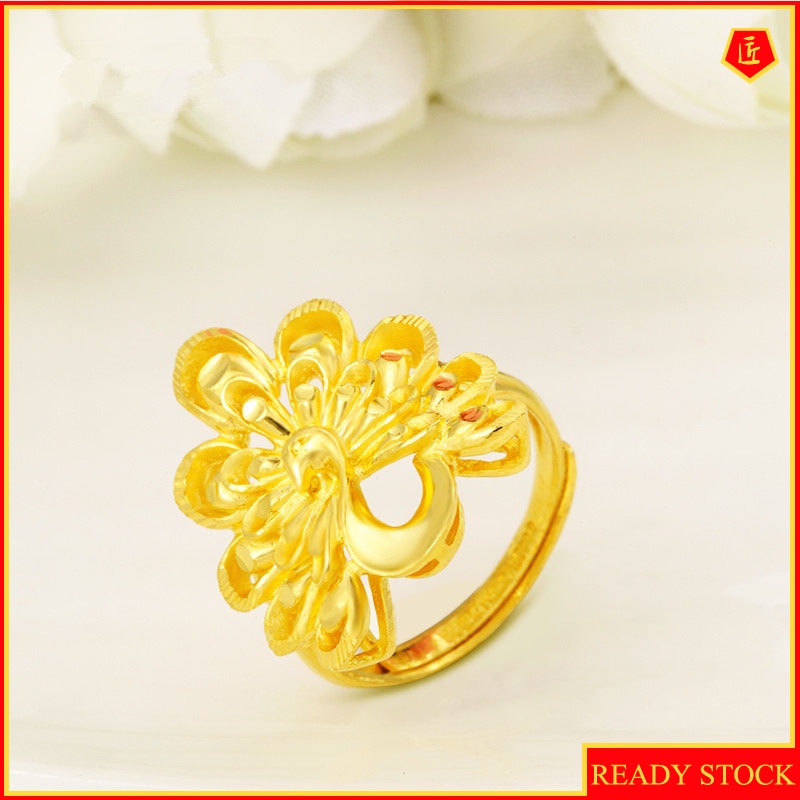 [Ready Stock]Women's Fashion Temperament Gold Peacock Ring