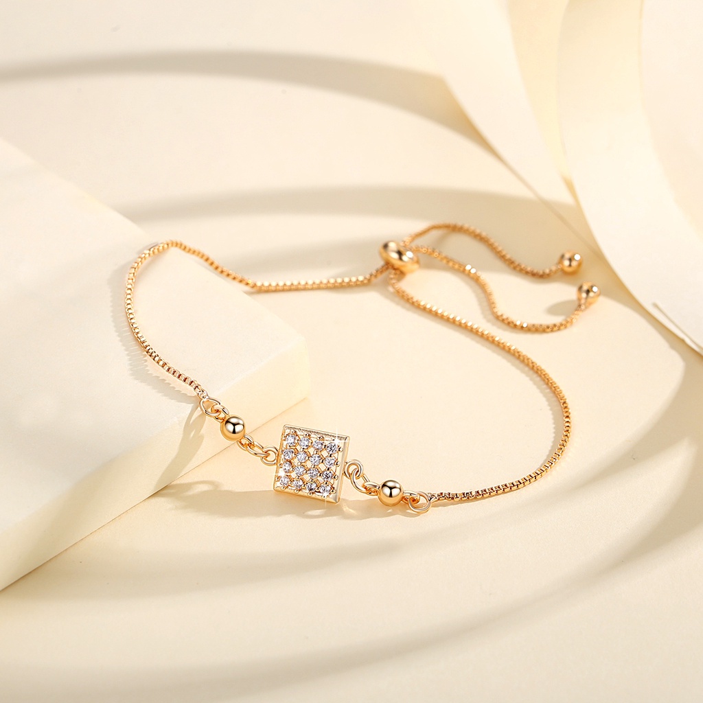 Lanmi Jewelry Gelang Serut Titanium Korean Style Wanita Anti Karat Berlapis Emas Bracelet Perhiasan 