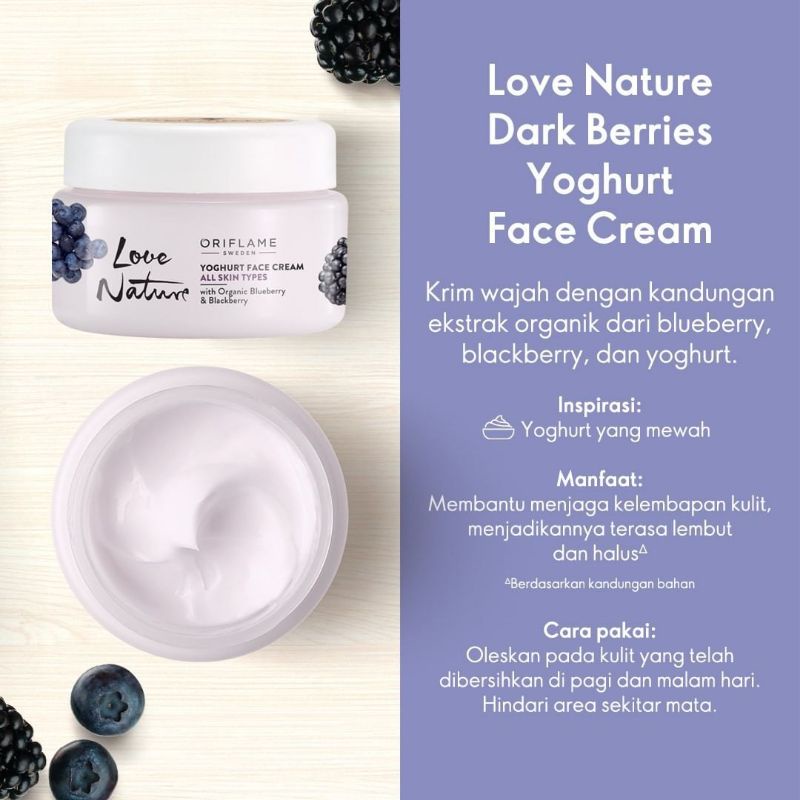 Love Nature Dark Berries Delight Face Scrub Marmalade/Face Mask Smoothie/Yoghurt Face Cream