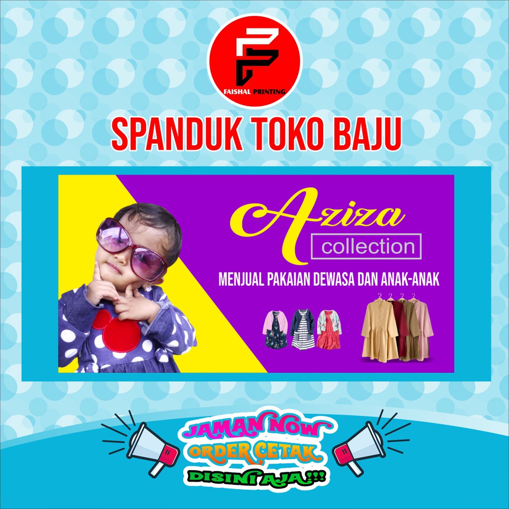 spanduk / banner / backdrop toko baju pakaian ukuran 2 x 1 meter
