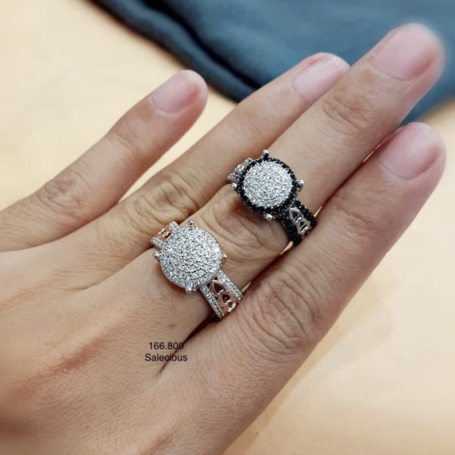 Cincin perhiasan Lapis emas luxury dengan zircon italy asli