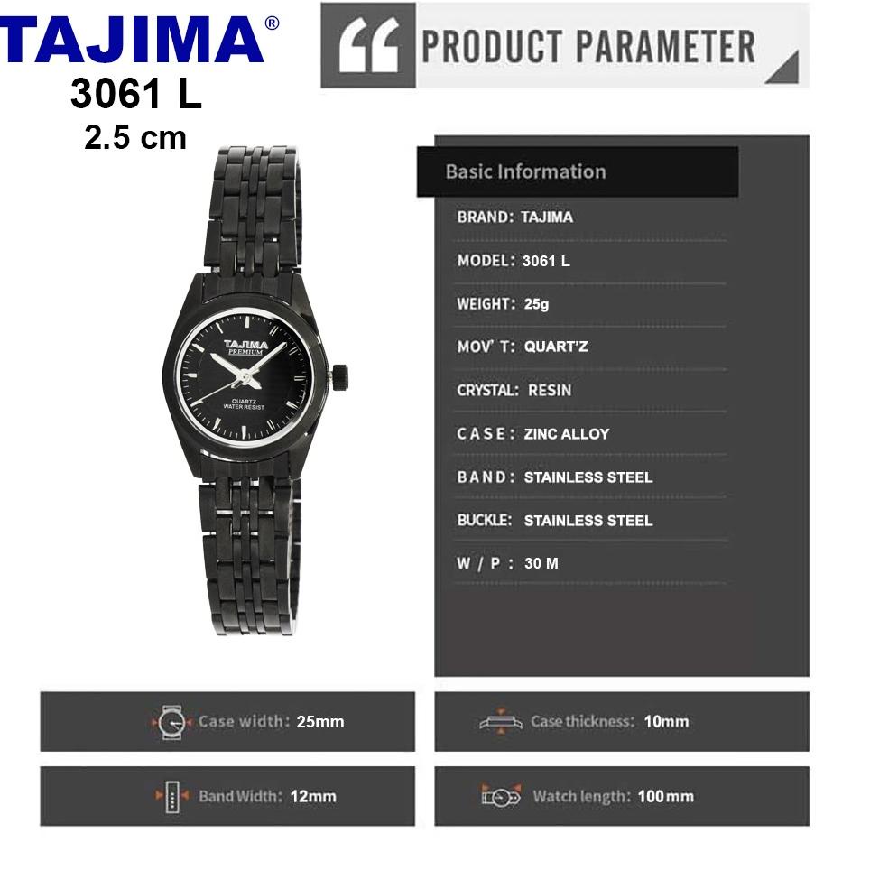 [BLW. 79] Jam Tangan Tajima Premium 3061 L Black Band Original Garansi 1 Tahun.