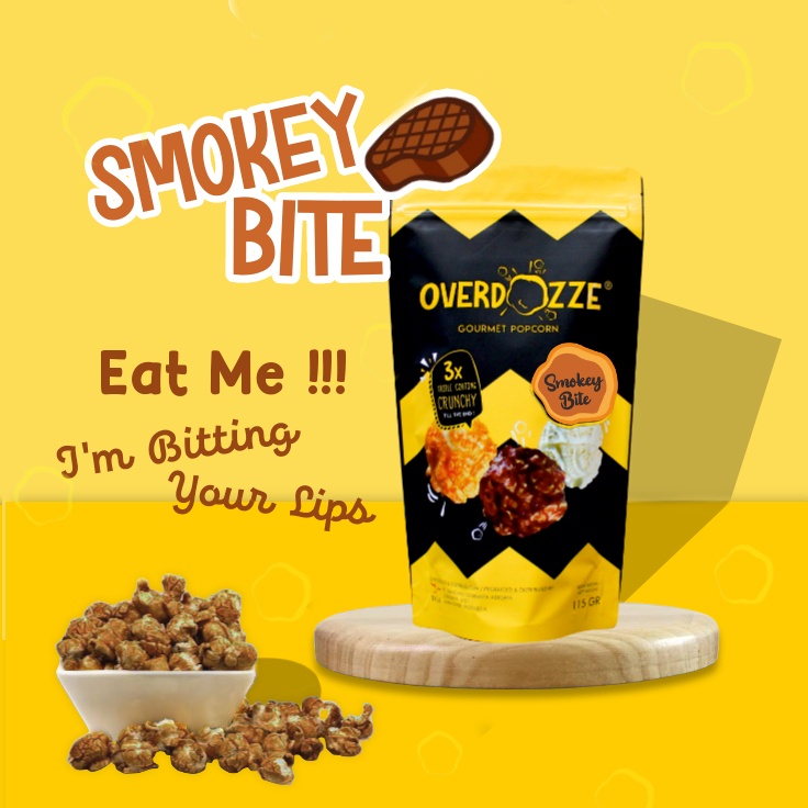 

Overdozze Popcorn Smokey Bite Gourmet Snack Beef Cemilan 115gram