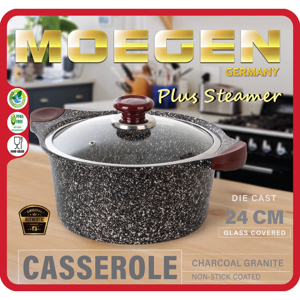 ORIGINAL MOEGEN Germany casserole 24cm granite plus steamer / Kukusan