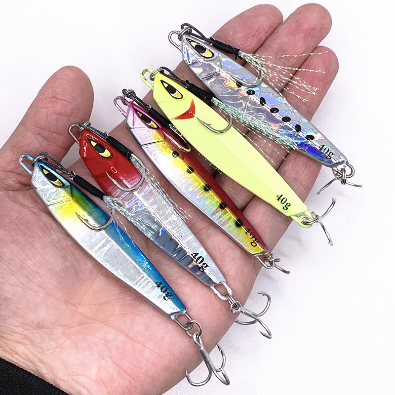 1Pcs Jig Fishing Lure Luminous Umpan Pancing Hard Bait Bahan Logam Berat 15g 20g 30g 40g Swimbait Bass Wobbler Jigging Bait Tackle