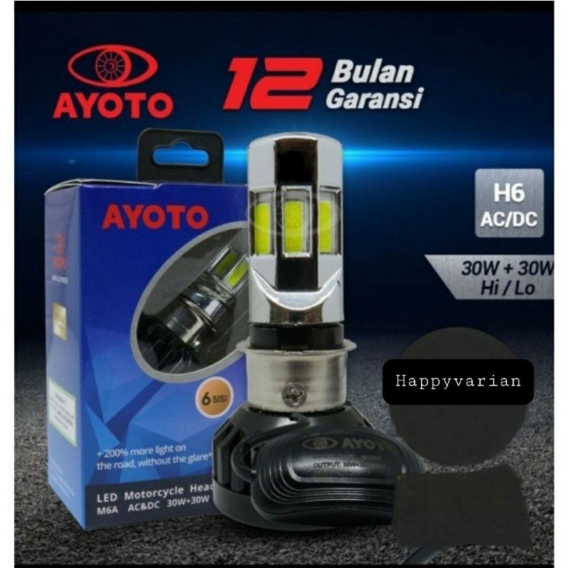 Lampu LED AYOTO M6A 6 Sisi Ac Dc Motor Bohlam H6 H4 Bebek Matic Vixion dll