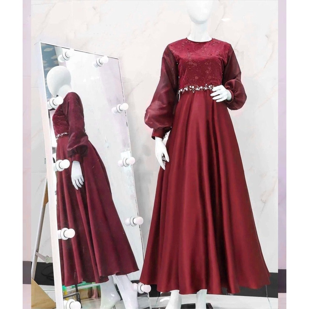 DRESS TSANIA FASHION WANITA MEWAH TERLARIS / GAMIS PAKAIAN PESTA / PAKAIAN MUSLIM GAUN