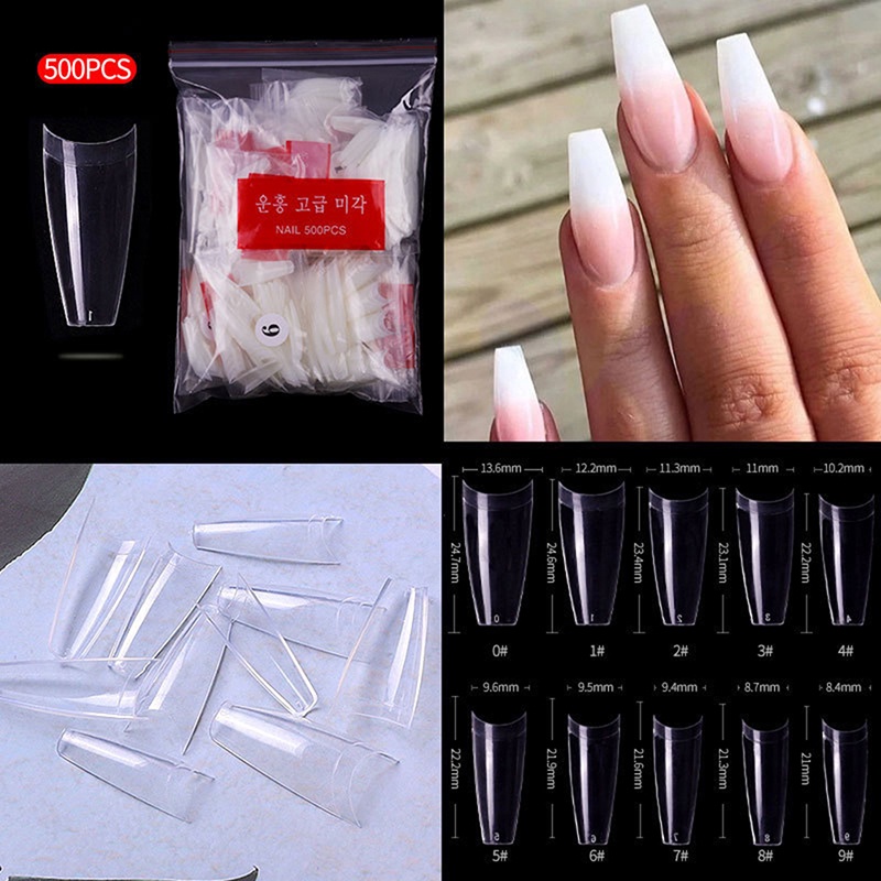 [FULL] 500Pcs False Acrylic Round Nails Art Tips UV Fake Nail Manicure Tools