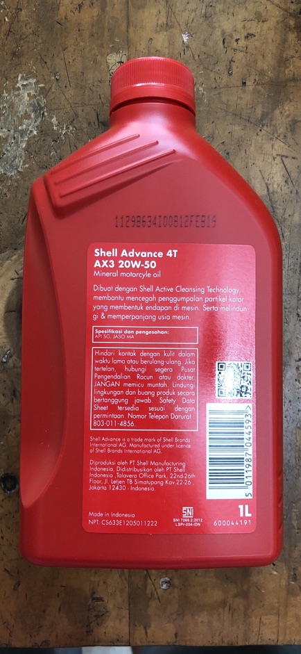 OLI MESIN MOTOR 4T SHELL ADVANCE AX3 1 LITER 20W50 ORIGINAL