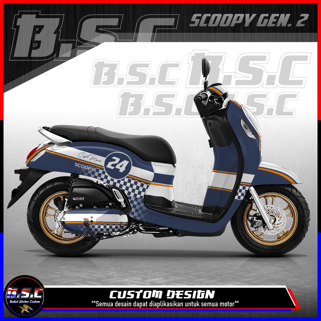 Sticker Decal FULL BODY + FULL PART Scoopy FI Scoopy 2021 Motif Retro Blue