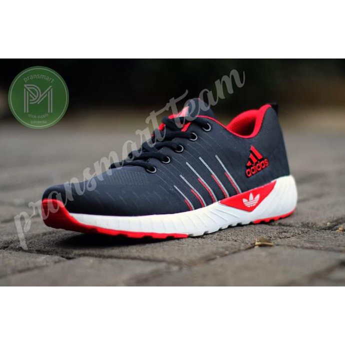 Sepatu Running Pria Snekaers Olahraga Adidas Neo Zoom Hitam Merah